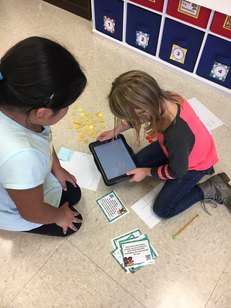 r_flowers1's tweet photo. Who knew Solving two-step word problems with Tic tac toe and QR codes could be so FUN!! #makelearningcomealive @SedgeGardenES https://t.co/4TGqCgs8Ry