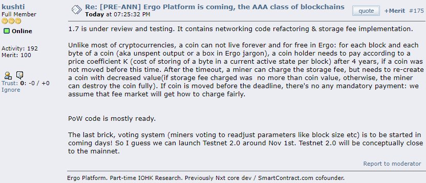 ergo_platform's tweet image. Update: Testnet 1.7 with the new model of #cryptocurrency fees is under review and testing eprint.iacr.org/2018/078 The PoW code, ASIC and pools resistant, is mostly ready. Testnet 2.0/mainnet prototype in early November 🔥

#Scorex #SigmaLanguage #ZKProof #Blockchain #News $EFYT