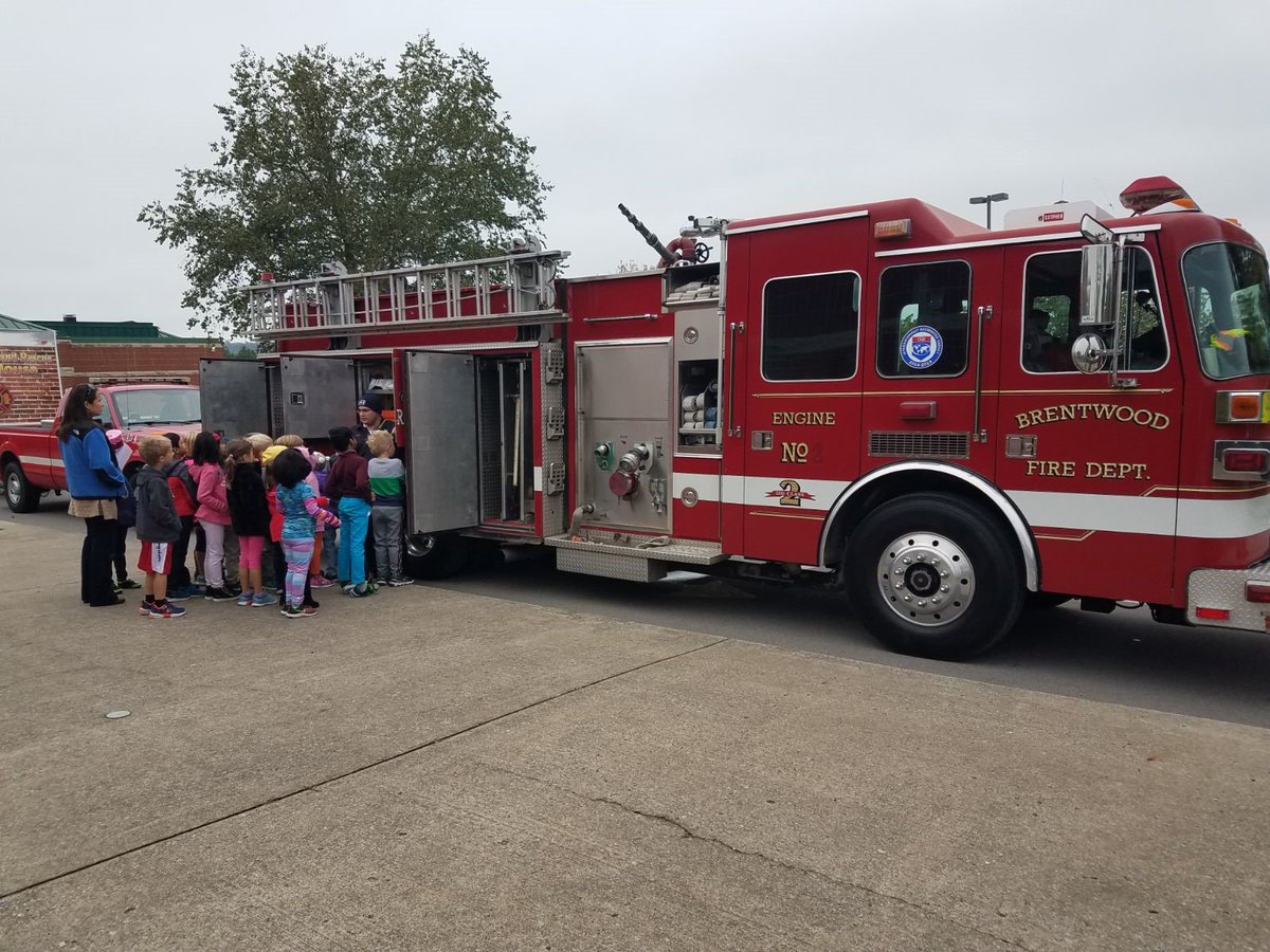 Today our First grade students learned about fire safety with Brentwood Fire Department. Thank you for helping to teach our kids some important lessons!  Does your family have a safe place to meet in case of a fire?