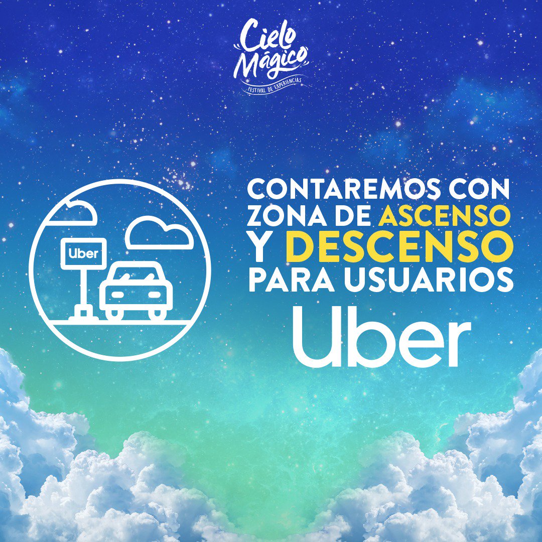 cielomagicomx's tweet photo. ¡#CieloMágico está por llegar, del 26 al 28 de octubre! 🚦🚧🚘 Diviértete con tus amigos, familiares o esa persona especial y despreocúpate que @Uber_MEX te lleva y te deja en una zona de ascenso y descenso segura dentro del festival. 🎈👪 https://t.co/di62Kla0r2