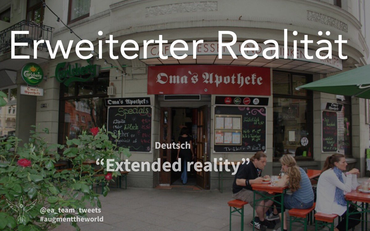 EarlyAdopterXR's tweet photo. Hallo! This week our #augmenttheworld is #German! This translation was provided by our buddy @lironlerman with @GlimpseGroup ! In #deutsche #augmentedreality #ar is “Erweiter Realität” or “extended reality”. #virtualreality #vr #arvrinedu #speakgerman #xr https://t.co/0teFuEm9Ui