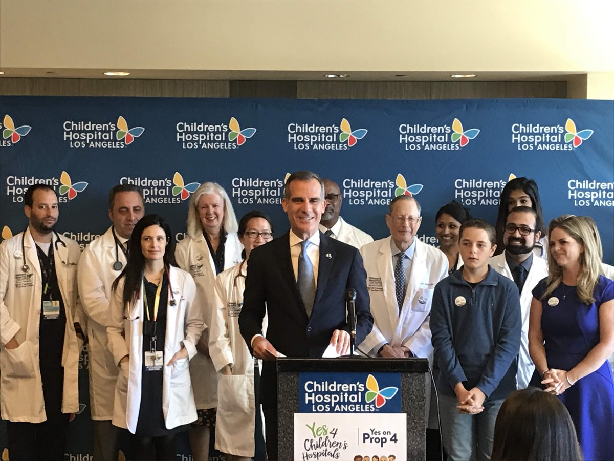 ericgarcetti's tweet photo. Last year, @ChildrensLA cared for 1 out of every 20 kids in Los Angeles County. Our young people deserve the best treatment available when they get sick or injured, and #Prop4 will help ensure they can continue to provide the quality care our children need and deserve. #Yes4Prop4 https://t.co/ePUt3b8Pn1