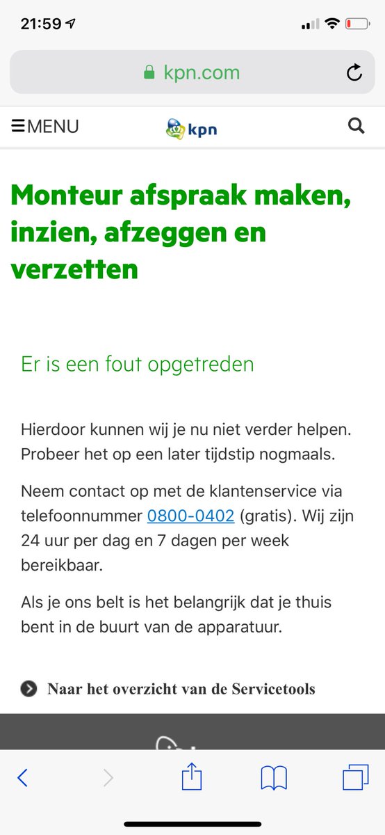 Paulaschen's tweet photo. Kan geen afspaak met monteur maken @KPN Krijg steeds foutmelding? #KPN #foutopgetreden https://t.co/2Uld491Idd