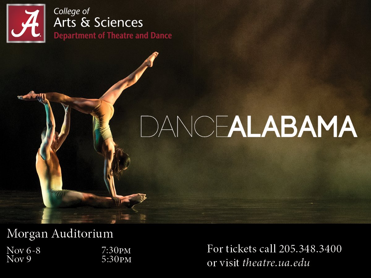 UATheatreDance's tweet photo. Did you know that all the performances presented by DA! are completely choreographed by students? We have some amazing talent here at UA. You can see this incredible show November 6-9. Tickets available at https://t.co/vvTix3pbi3 or call (205) 348-3400. #dance #studentsofua https://t.co/oH0qQZLZso