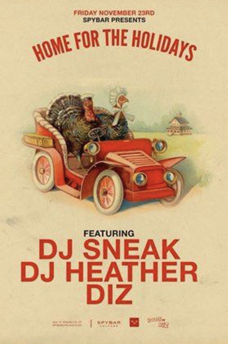 djheather's tweet photo. #Thanksgiving  #Chicago 🦃#FriNov23rd #HomeForTheHolidays @djsneak @dizjuardo @Spybar https://t.co/2OuarivKU4