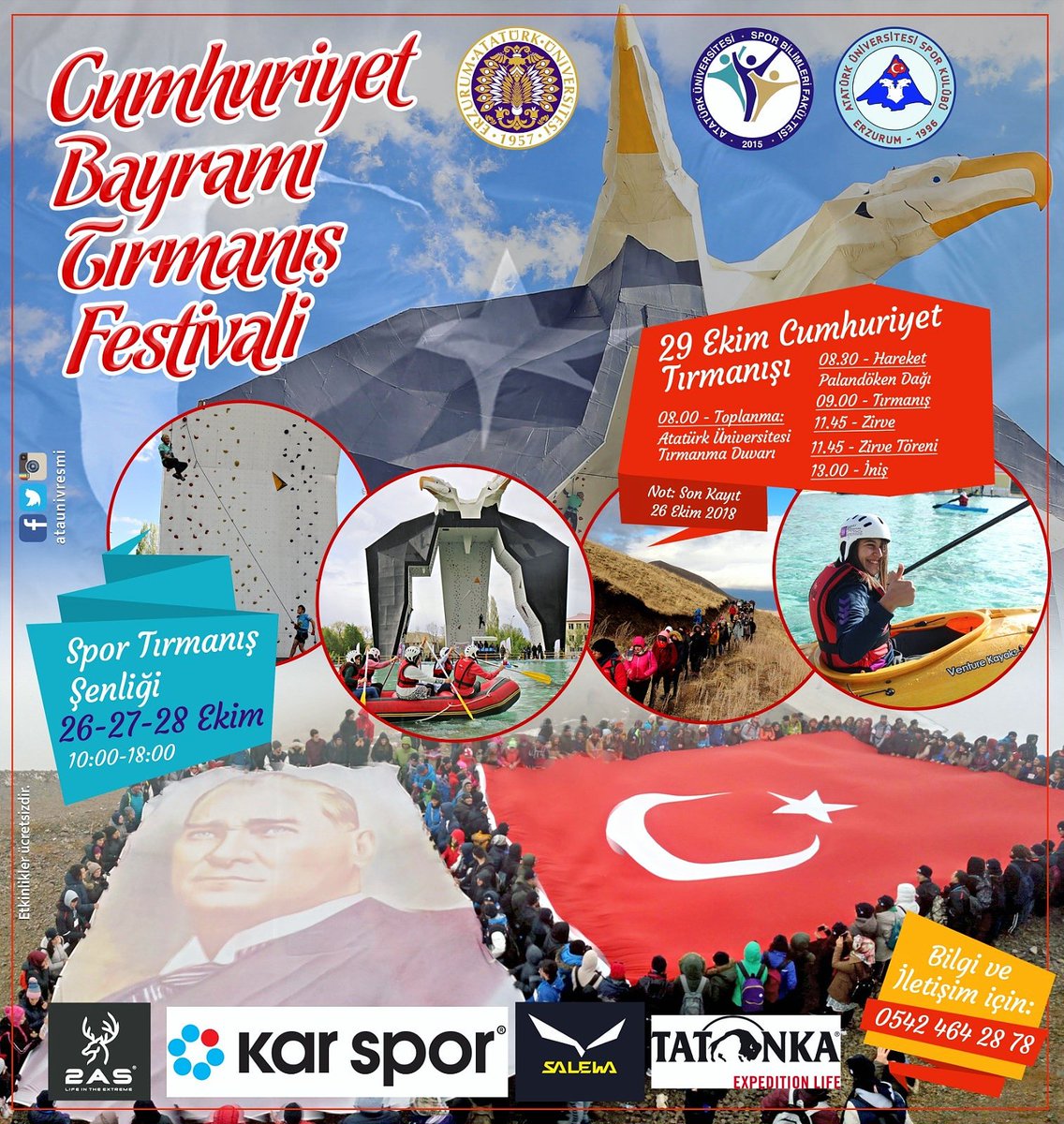 Biologist_17's tweet image. 29 Ekim Cumhuriyet Tırmanışı için kayıt yapılması zorunludur. İletişim ve bilgi için 05424642878 ya da @ataunisk ile iletişime geçebilirsiniz. Not : şenliğimize herkes davetlidir ve ücretsizdir.
#sadeceayakizi #2as #karspor #atatürküniversitesi #spor #kulübü #atauni #dağcılık