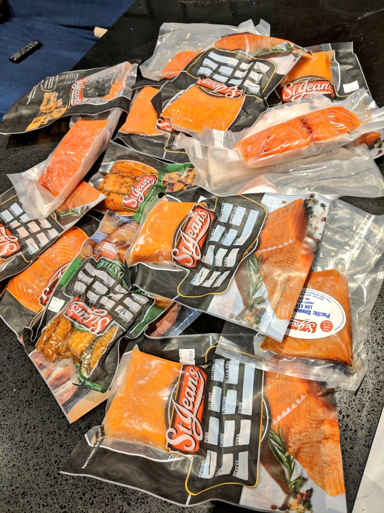 Whenever I see my parents, they give me enough salmon to last me until the next time I see them. My dad caught all of this. A good mix of filets, hot smoked, lox and candied. A nice way to stay connected to the coast.