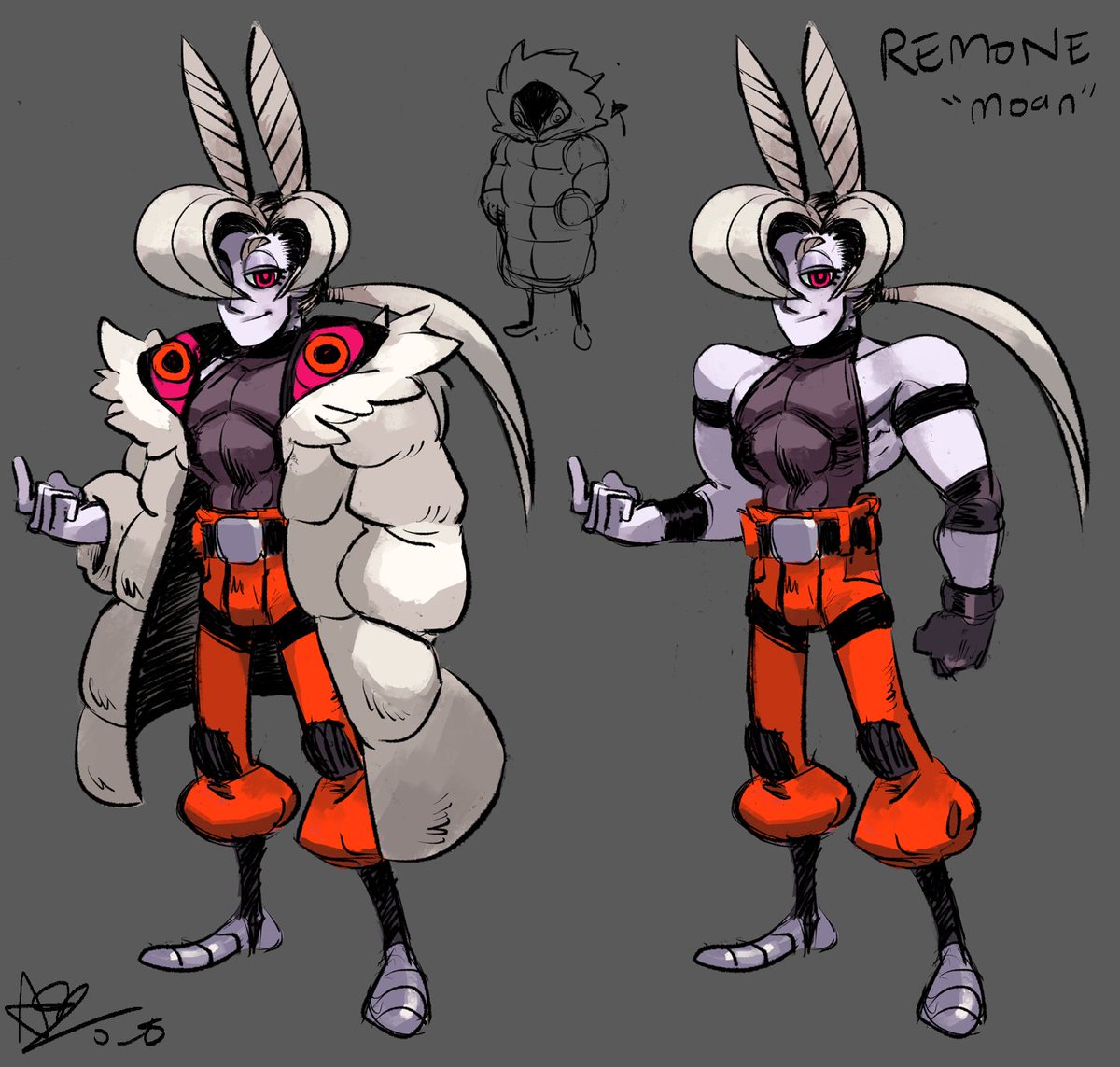 Today's #inktober entry are a bunch of pen sketches I've been doing of Remone "Moan," A sly, dangerous, and enchanting moth man rival / antagonist to the cockroach Fallout. Figuring out his hair is tricky lol #inktoberday16 #inktober2018day16 #inktober2018 