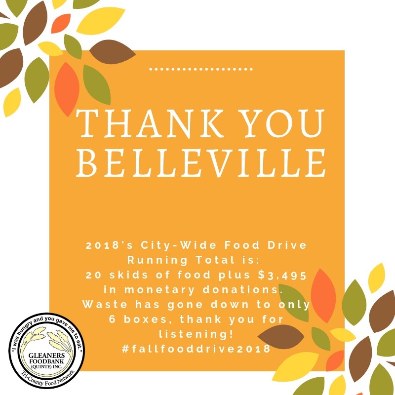 GleanersFB's tweet photo. #ThankYou to everyone involved in this event, especially @BellevilleON residents! You all donated generously with time, efforts, food, money and resources #toomanytotweet #checkourfacebookpage . This event could not have been a success without you! https://t.co/RKDSNtssup