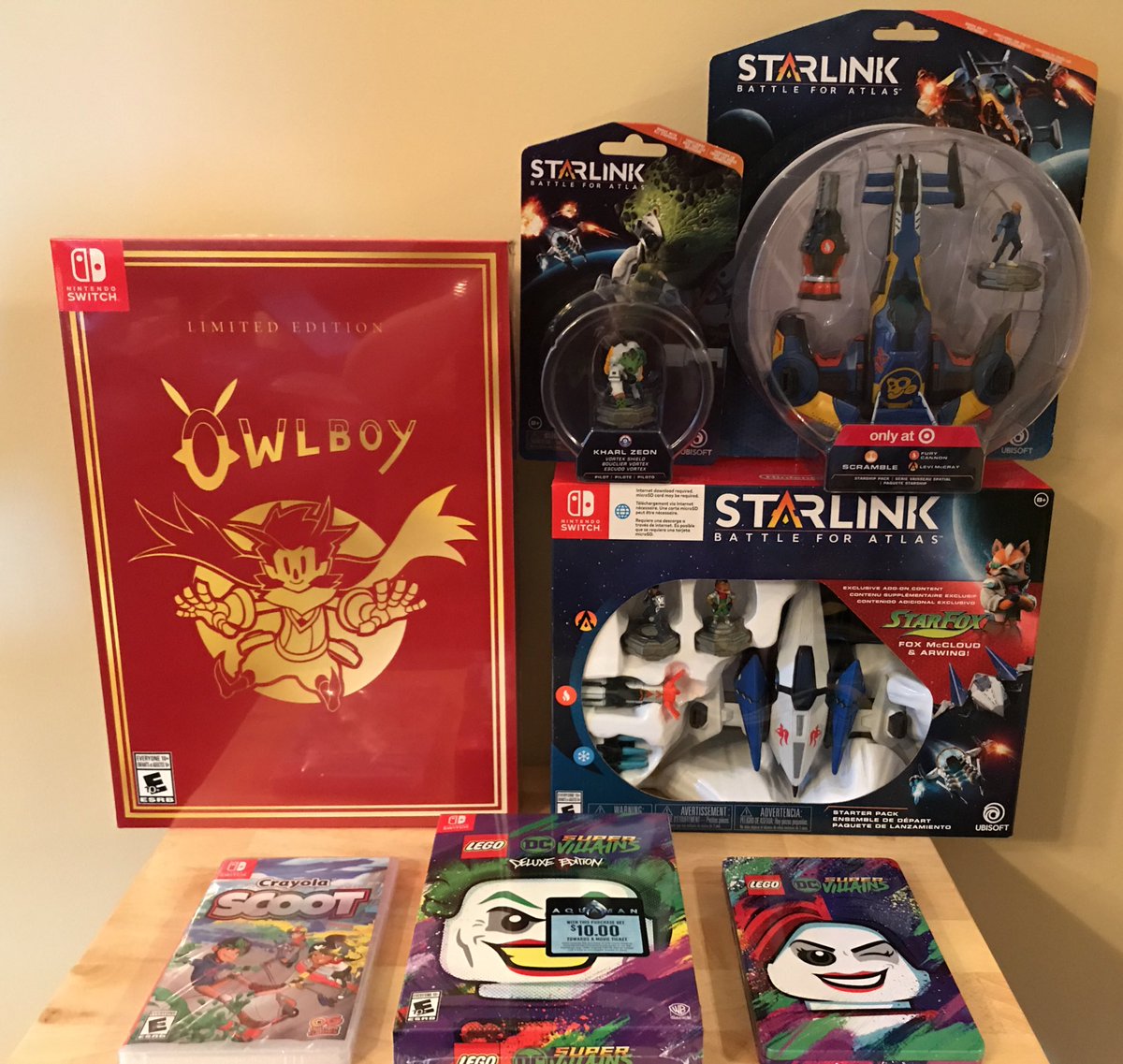 JPSWITCHMANIA's tweet photo. [TJI] #Switchtober is in full swing! From @StarlinkGame from @Ubisoft to #Owlboy CE from @DPadStudio and @SOEDESCO to Crayola Scoot from @Outright_Games and @LEGO_Group DC Villains from @TTGames, it’s a great day! Plus some soon to arrive imports! #SwitchCorps https://t.co/WhV2hExWYn