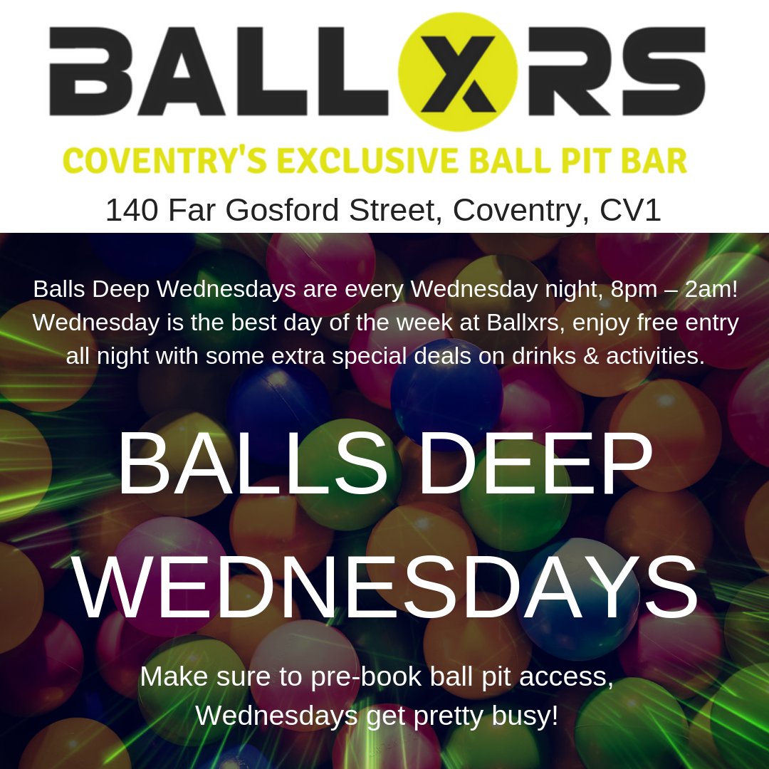 ballxrscoventry's tweet photo. #coventrys only adult #ballpit #bar #getballsdeep at #ballxrscoventry  #wednesdaynight #studentnight 8pm till 11pm #freeentry #drinksoffer available #coventry #different #retro #boardgames #monopoly #cardsagainsthumanity #beerpong #beergarden #tabletennis shoutout @cusu @CUSUReps https://t.co/IdVvazh64t