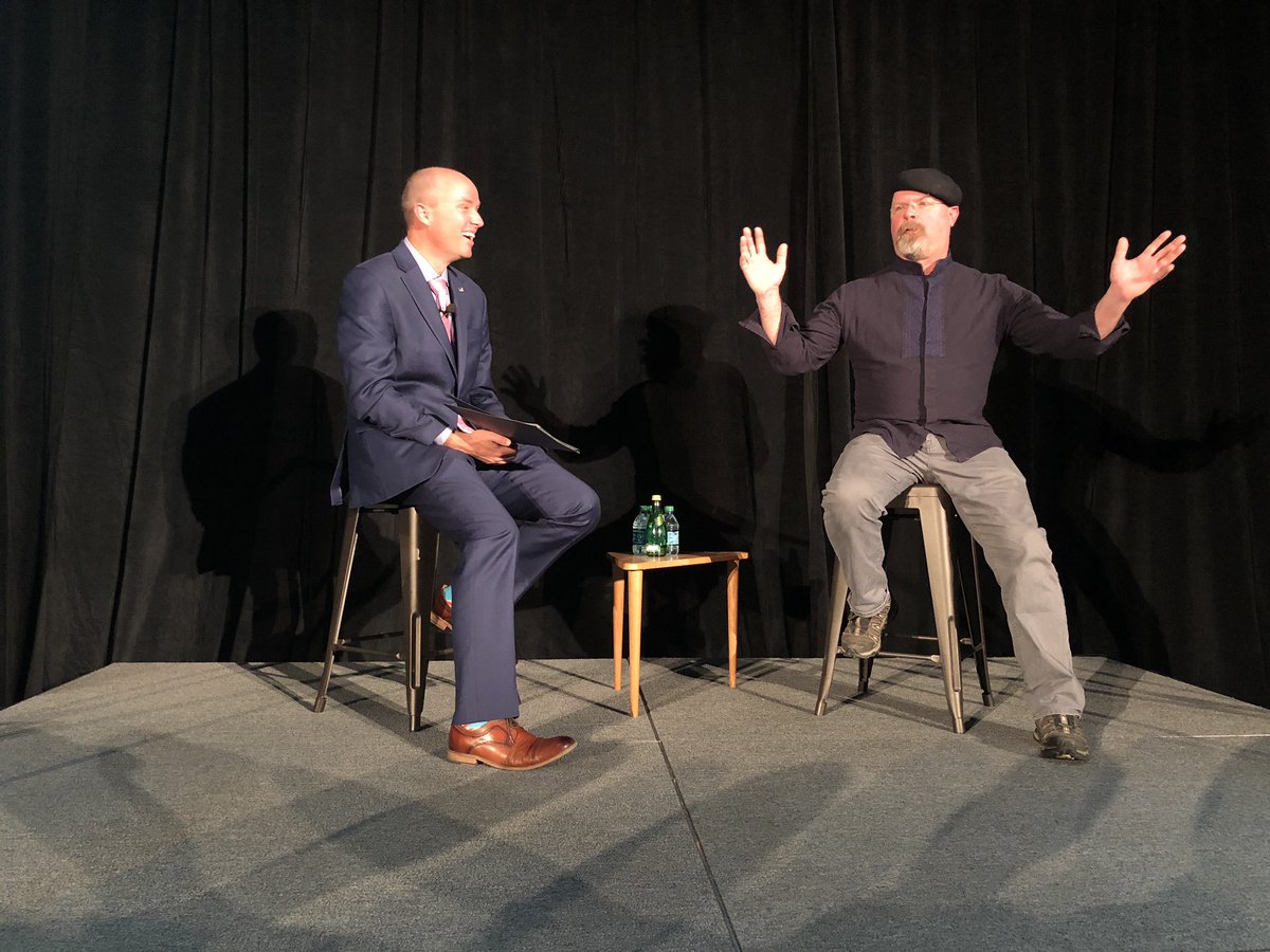workforceSLCC's tweet photo. @JamieNoTweet talks with @SpencerJCox about how his path may seem random but his dedication to seeing each new thing he tried to the end gave him the experiences he needed to succeed. #cte #Pathway2Professions #careeradvice #YearOfTechEd @CTEPathwaysUtah https://t.co/ClZU7jiRUv