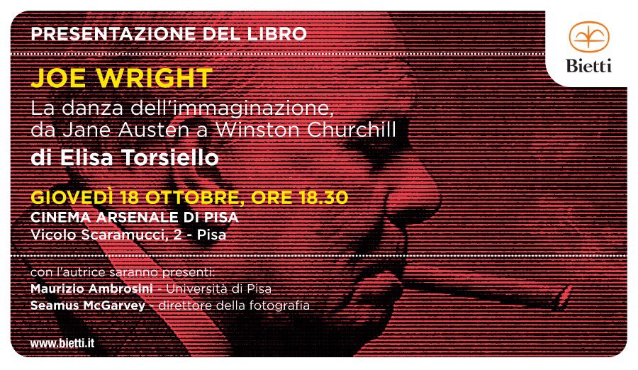 ElisaTorsiello's tweet photo. Last reminder.
Ci vediamo giovedì 18 ottobre alle 18:30 al @arsenalecinema 
Vi voglio tutti pronti a fare il gesto di vittoria di Winston Churchill.
#JoeWright https://t.co/pfQncZkiDo