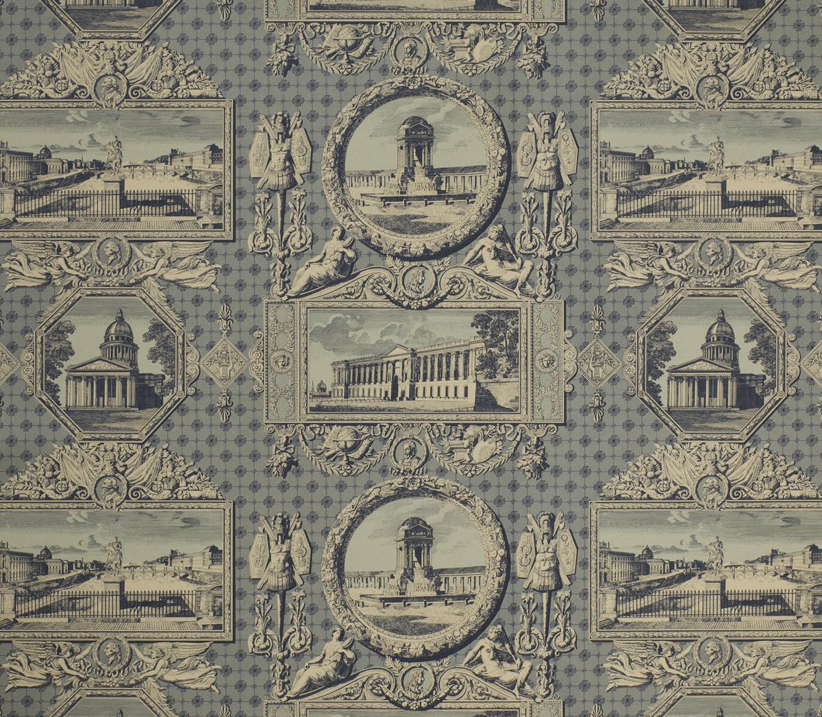 DesignCentreCH's tweet photo. Intricate and highly detailed this ‘Les Vues de Paris’ toile design @MarvicTextiles was originally designed by Hippolytes Le Bas in 1818 and features vignettes of Parisian monuments #styleradarDCCH #intothecity #architecture #parisiandesign #marvictextiles #designinspiration https://t.co/RetfXzmrT3