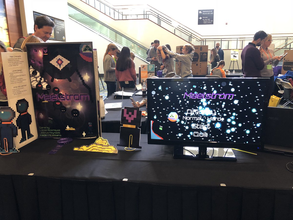 Smccunn12's tweet photo. Incredible young minds creating amazing projects for tech fairs and for fun! Met an inspiring group of 8th grade boys who created their own video game. Amazing! #ITECia #ITEC18 #302isu https://t.co/d72rYy9Gql
