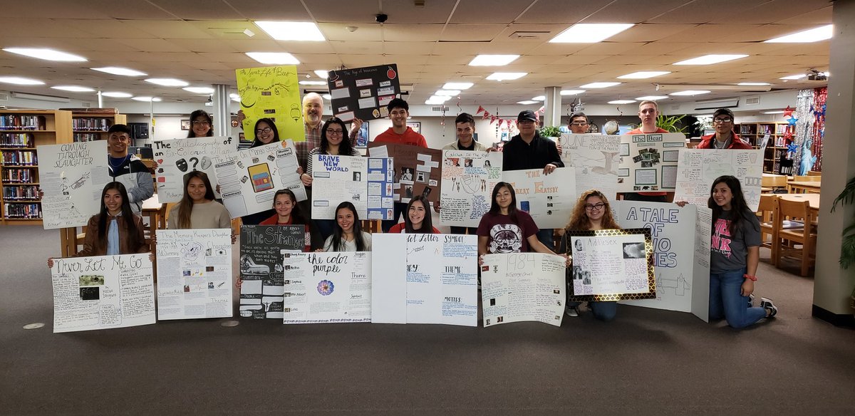 First Period displaying their Great Books Posters in the library. <a href="/HHSILC/">HHSILC</a>