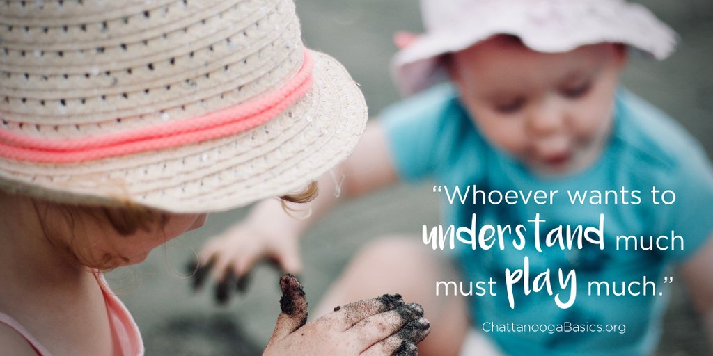 ChattBasics's tweet photo. “Whoever wants to understand much must play much.” -Gottfried Benn #ChattBasics #ChaBasics #BackToTheBasics #5ToThrive #parenting #family #children #TheBasics #parentingtips #chattanooga #chatt #read #play #infant #toddler #love #stress #explore #compare #talk https://t.co/3euqRU6Ju4
