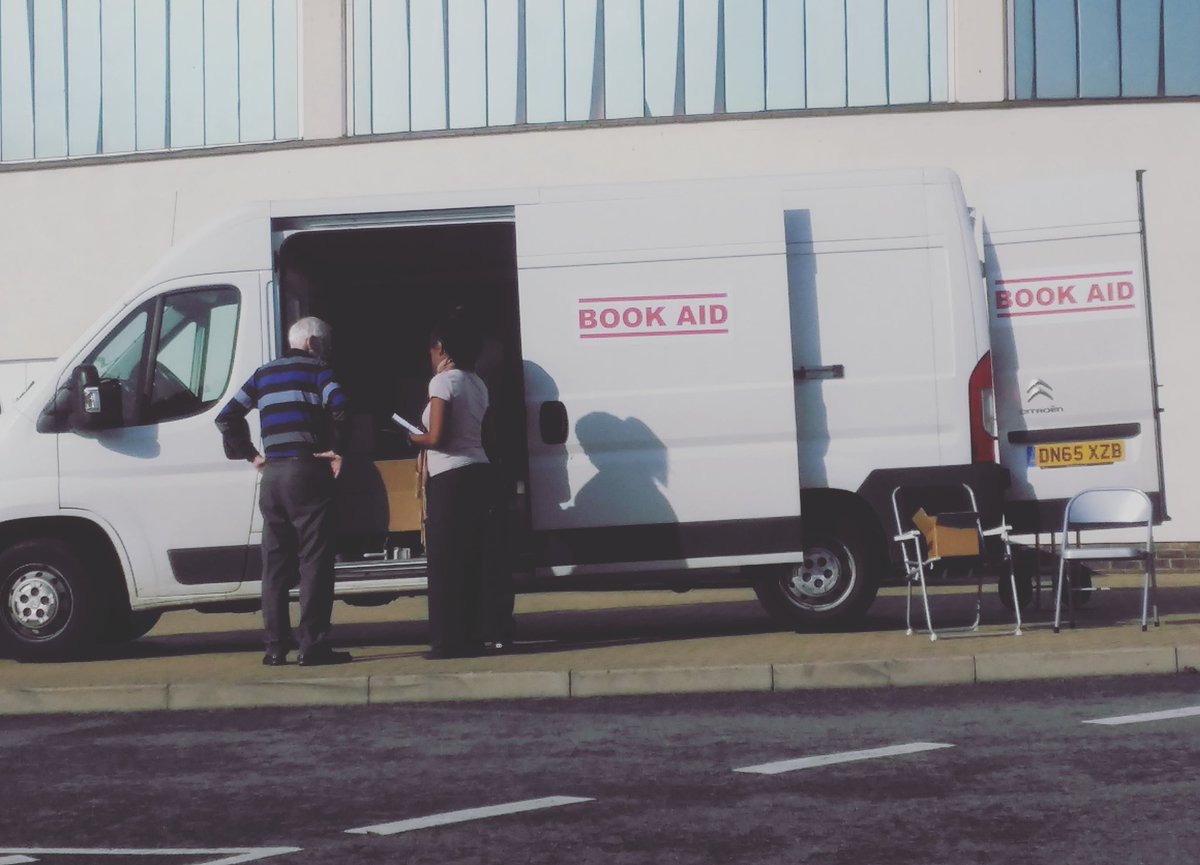 RobBradshaw's tweet photo. Book Aid's van will be collecting Christian books and Bibles at the Christian Resources Exhibition this week. #bookaidtrust #christianresourcesexhibition #sandownpark https://t.co/t9JRuPEn6G