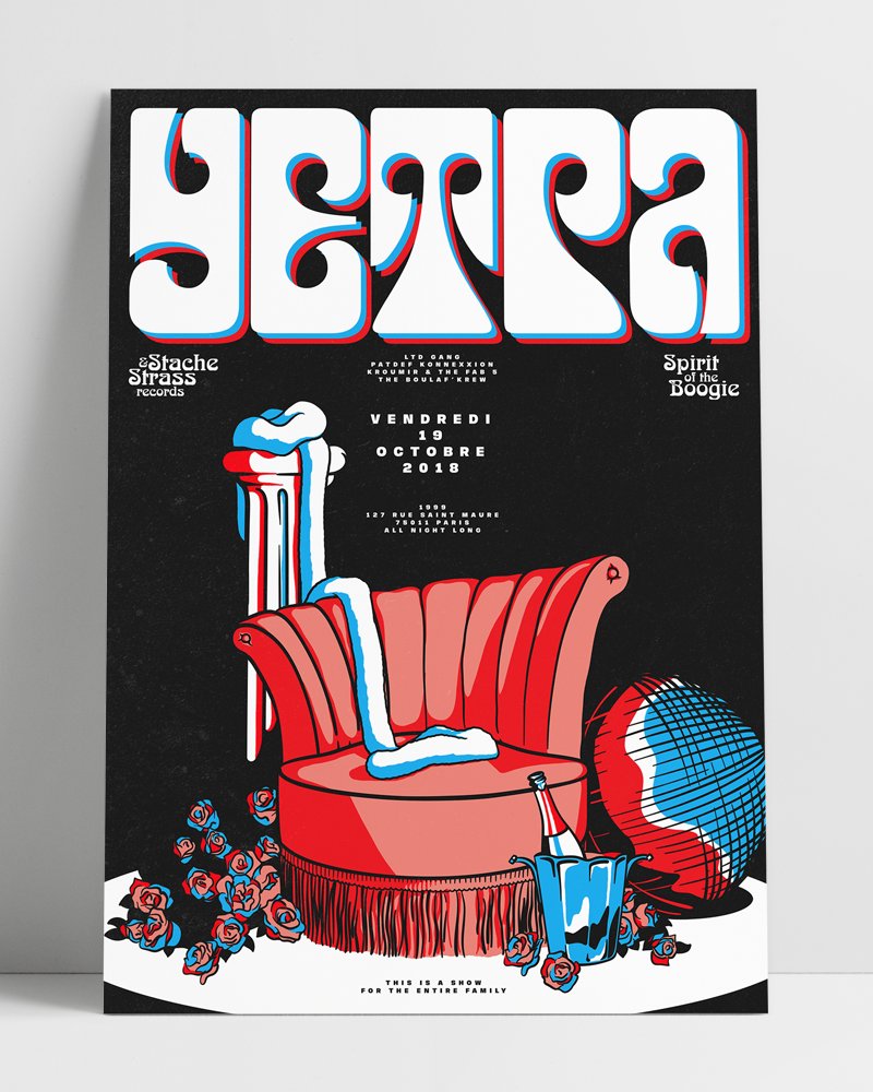 Vendredi soir : YETPA • Disco-funk de minuit à (au moins) 7h au 1999.
La dernière fois, c'était il y a plus de 3 mois. 3 mois à dénicher du groove quotidiennement. On arrive avec le slip serré à bloc. A vendredi.
(Visuel par <a href="/paradestudio/">Parade Studio</a> 🤟🏼)