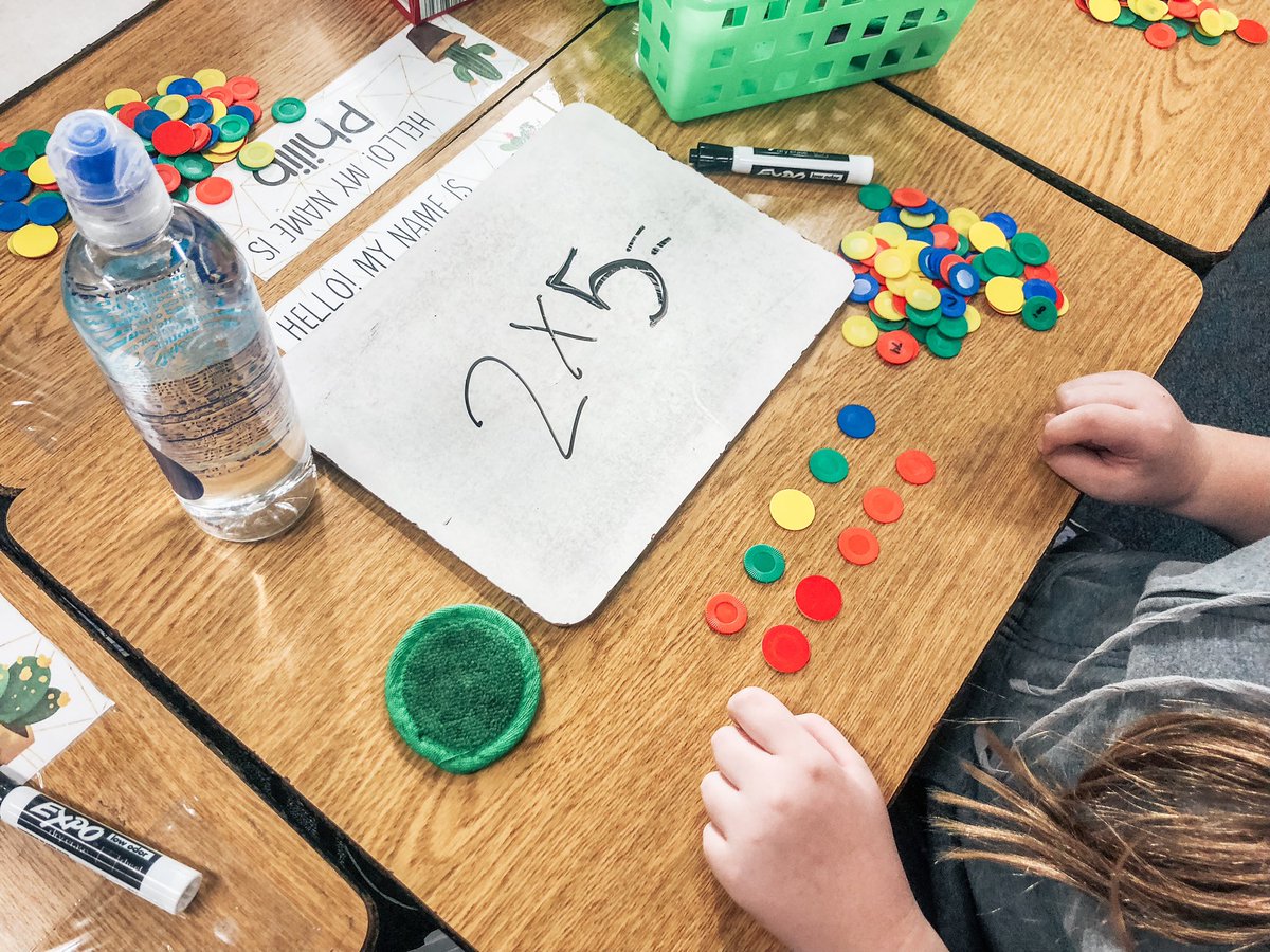 Today we gave our table partners multiplication problems and solved them by building arrays with our counters. #IHEaglesInAction