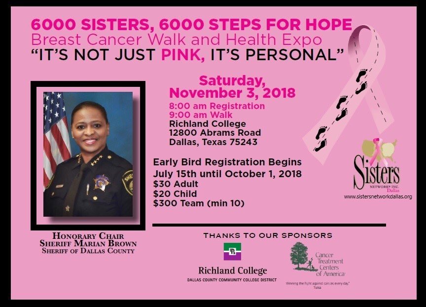 aliahhenry's tweet photo. Join us for Charity Talk today at 3pm (CST) our featured agency is Sisters Network Dallas. Log on https://t.co/Thej865Wzy and click on the Blue Pop-Up Player to listen in!
Please support Sisters Network Dallas at the upcoming Annual Walk π#StepsforHope https://t.co/sqcR8iPhqc
