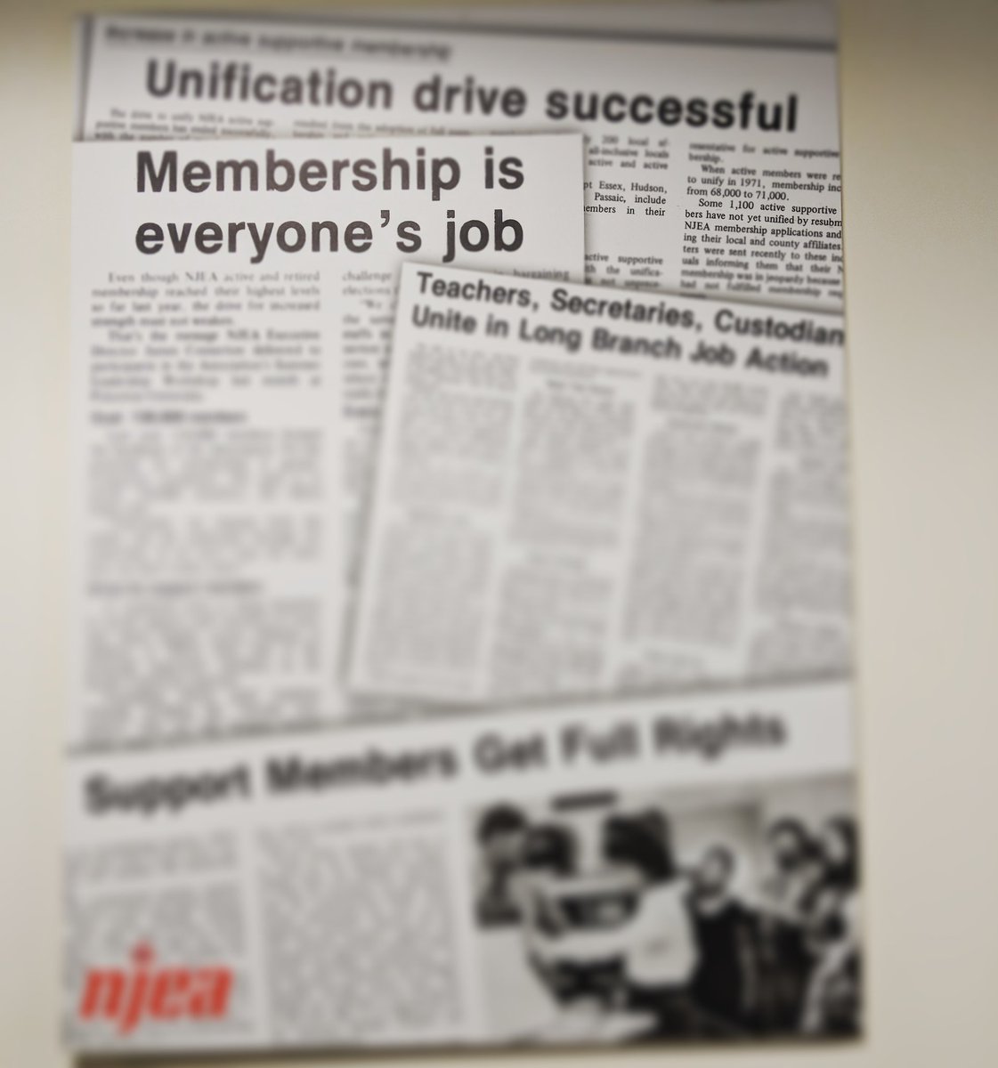 I was at NJEA Headquarters last night and these news clippings caught my eye... "Membership is everyone's job" and at #njeaconvention there is #somethingforeveryone so make sure you come to A.C. nov.8-9 &amp; check it out! <a href="/NJEA/">NJEA</a> <a href="/NJEAPreservice/">NJEA Preservice</a> <a href="/NJEA_CC/">NJEA Central Connection</a>