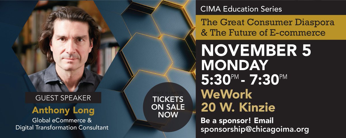 ChicagoIMA's tweet photo. Interested in how to connect with consumers online and the future of e-commerce? Join us on Monday, November 5th for our educational event with guest speaker, Anthony Long. https://t.co/tstwiRZT5G https://t.co/3ndRUUhW8x