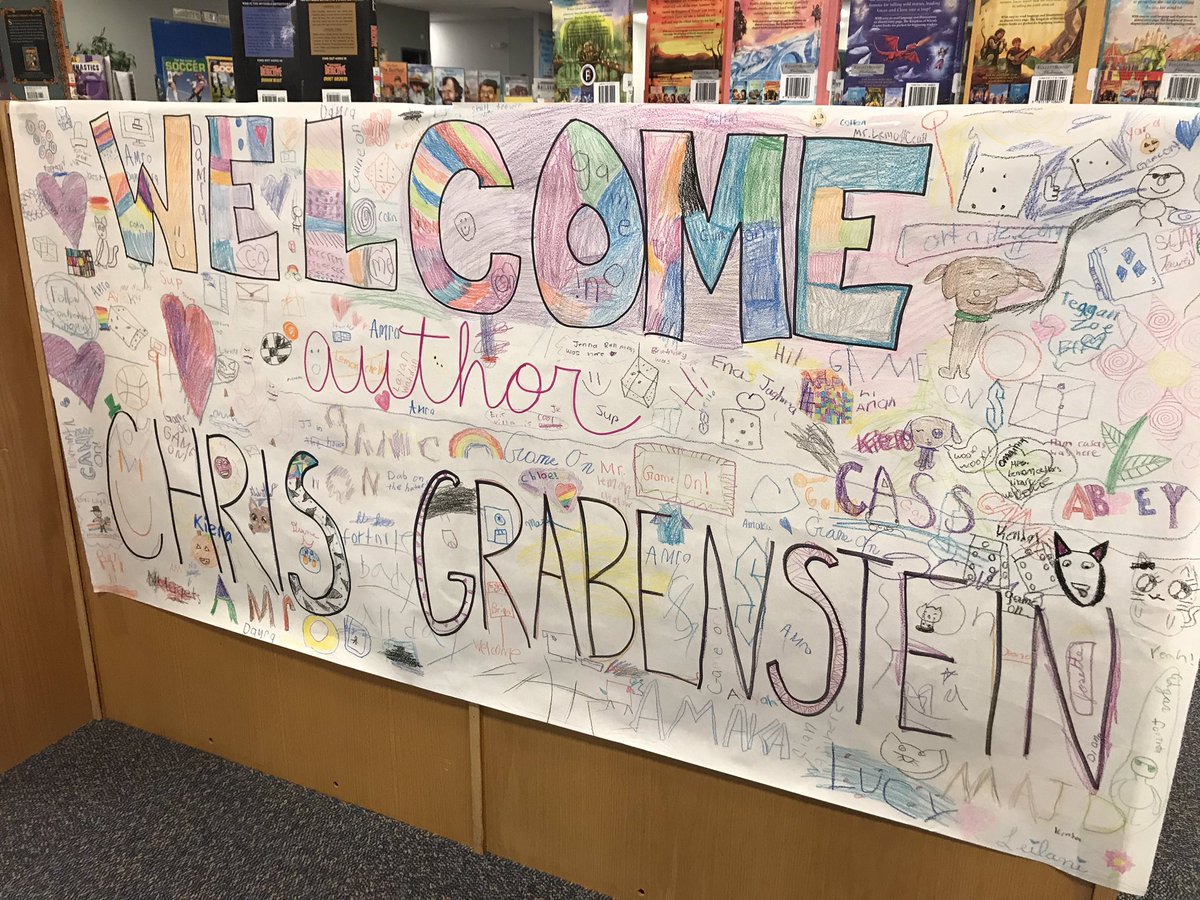 MrsDayLib's tweet photo. Super excited to have our #OneSchoolOneBook author @CGrabenstein visit Liberty students today! Thank you @Scholastic 😊 https://t.co/v4i1bqpjmT