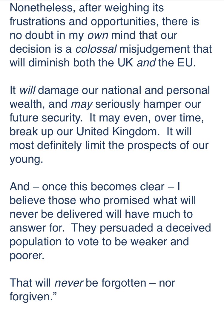 Peston's tweet photo. Sir John Major says @BorisJohnson and @michaelgove will never be forgiven https://t.co/BXvHR5ammw