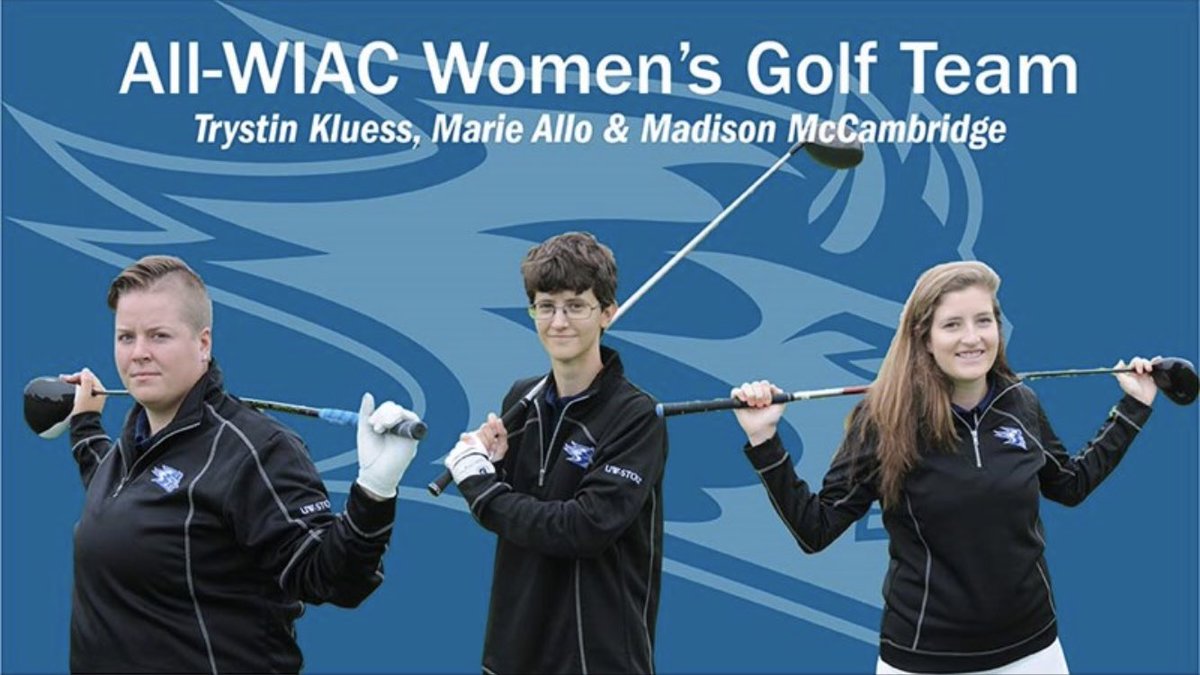 StoutWGolf's tweet photo. Hard work pays off! @Madison_Anne19, @t_kluess &amp; Marie Allo named all-@wiacsports ! https://t.co/gGrA3CZ3WY #bleedblue #TheStoutWay https://t.co/Vq5hXhfr0V