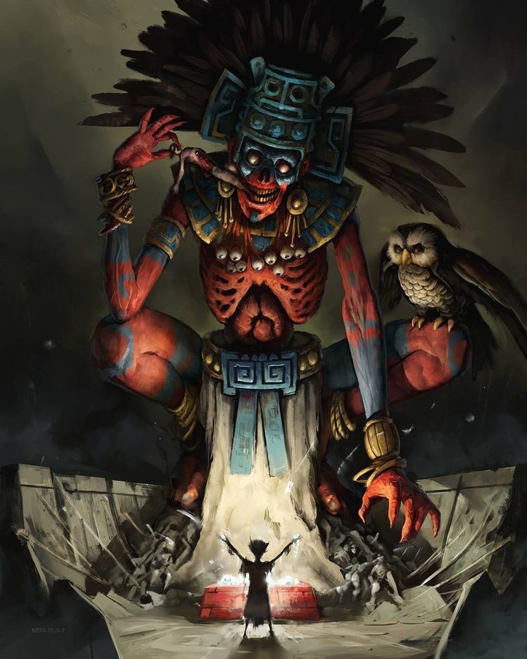 Cuauhtemoc_1521's tweet photo. #sabiasque para llegar al más allá de los nahuas conocido como Mictlán de tenían que atravesar 9 niveles del inframundo? Uno de ellos era el tepetl monanamicyan, las montañas que de juntan. Comparto los 9 niveles del inframundo nahua. 
Ilustración Nikita Orlov. Imagen: ArqueoMex https://t.co/Jihilk9Fze