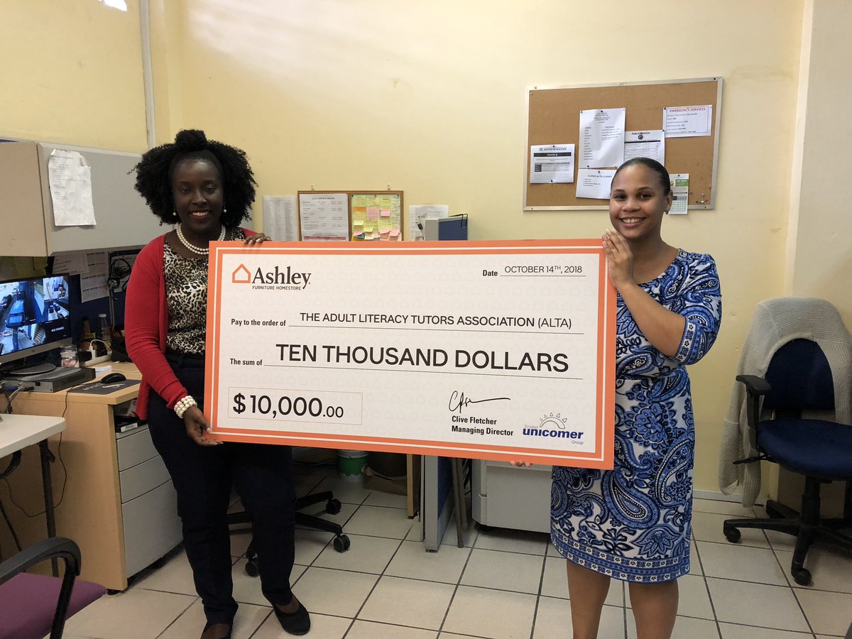ALTA_TT's tweet photo. How AMAZING is Ashley Furniture HomeStore Trinidad ! ALTA thanks you for your donation! We are grateful that the good work of ALTA is being supported as wrap up our #ALTA25 celebrations this month.
ps. Can you tell how happy we are ?? https://t.co/d6TIHD2HDv