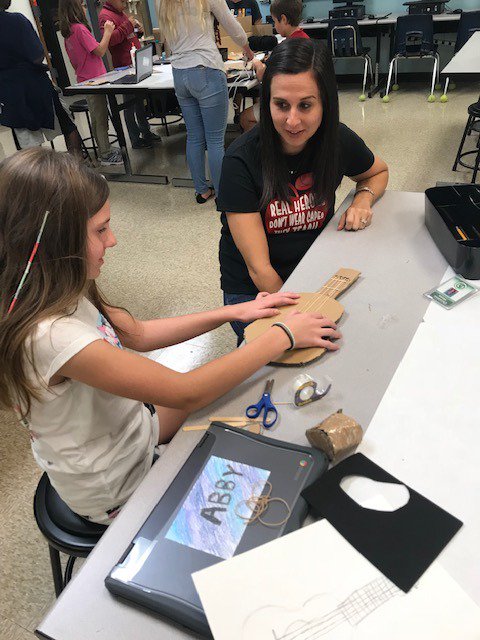 Tech_CoachLloyd's tweet image. &quot;...the design process really works...&quot; -Mrs. Mims  #heartisfull #SRIMakerpsace #fourthgrade #Sounds #differentpitches #Musicalinstrument