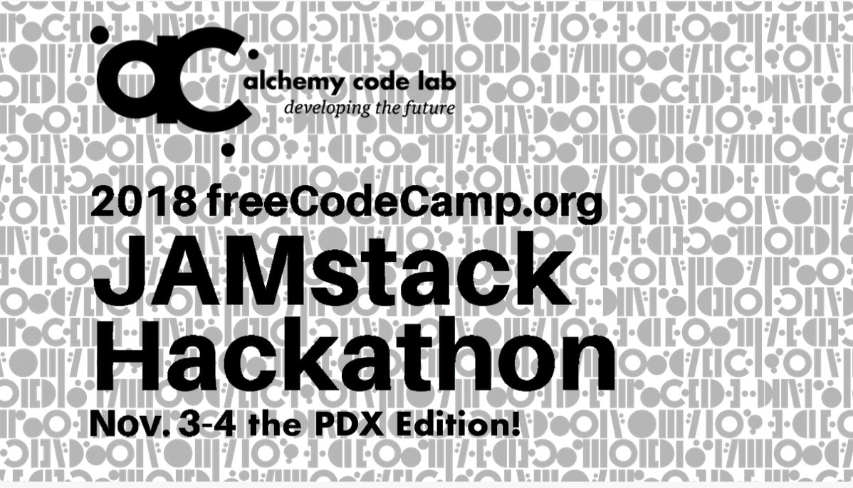 mjordancodes's tweet photo. I don't want to hack alone! Come hang out and hack with me at @alchemycodelab for a JAMStack style hackathon on November 3 and 4. Explore all the cool things you can do with @gatsbyjs and @Netlify, or any other JAMStack tools! 

https://t.co/EOPrbXDziZ https://t.co/DqwEYy3O7x