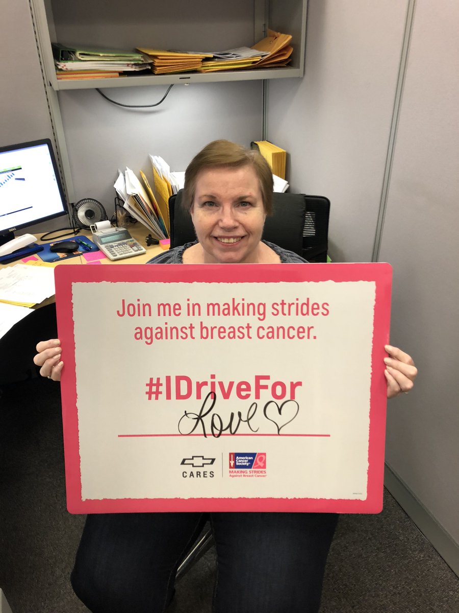 Every time #IDriveFor is used on Twitter, Chevy is donated $5 to Amercian Cancer Society. Help us make a difference one tweet at a time! Beat Breast Cancer! #marketplacecares #IDriveFor #breastcancerawareness