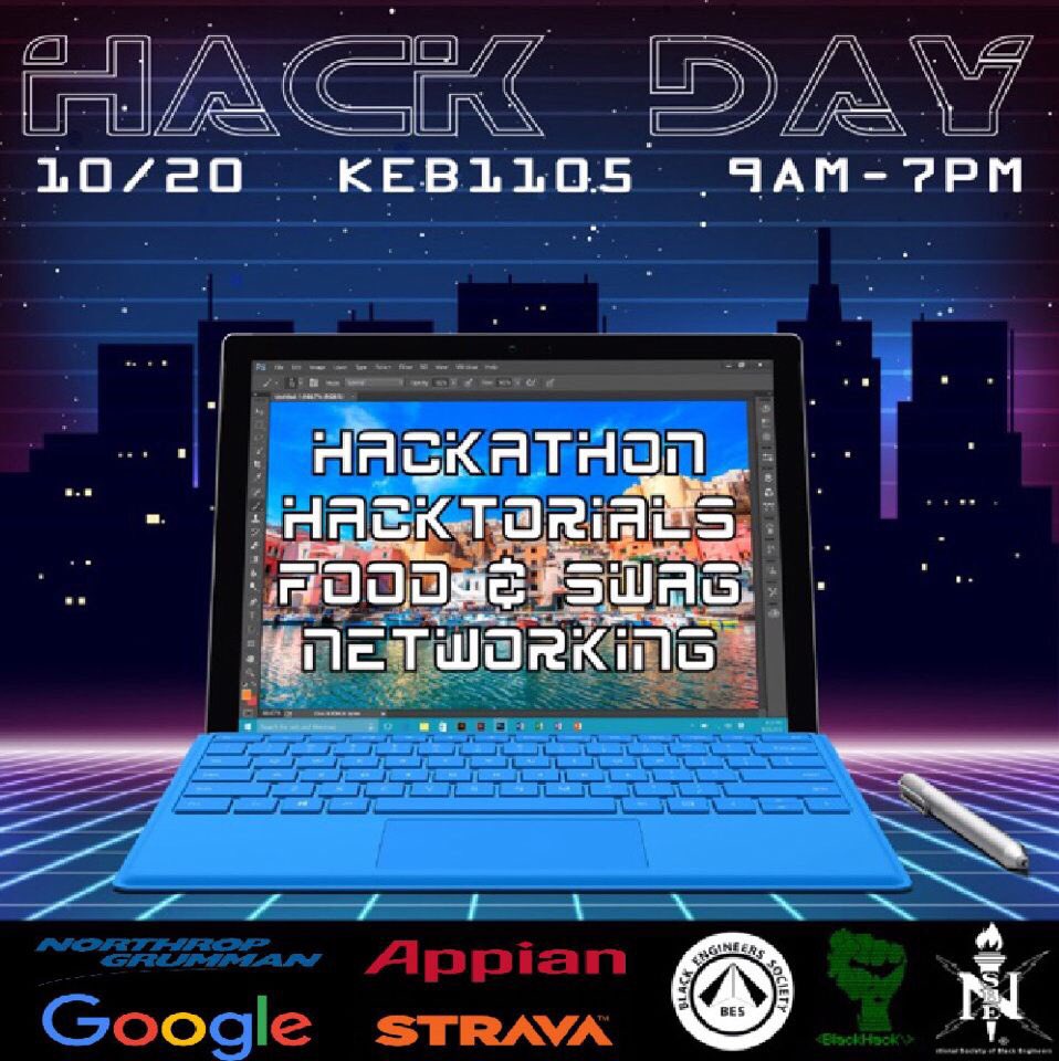 BES_UMCP's tweet photo. Join Black Hack TODAY for more practice with making web applications! Don’t forget to sign-up and participate in our annual Hack Day taking place this Saturday! Hack day is a day full of technical development, healthy competition and networking. #BlackHackTuesday #AllAreWelcome https://t.co/ea5rit6WFp