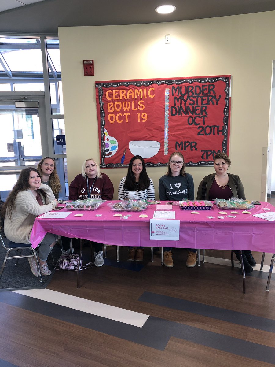 psychclarion's tweet photo. Clarion Psychology Club and Psi Chi is hosting a boobie bake sale to help benefit cancer research!

Second floor of Gemmell! https://t.co/jHlZBtu7ya