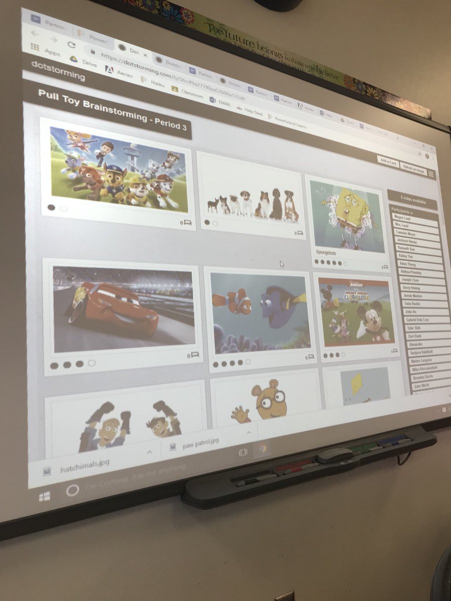 MeganLund_OH's tweet photo. Class brainstorming with dot storming. Cool resource for Ss to gather ideas and vote on their favorites. #STEM #Designthinking #brainstorm #dotstorm @dotstorming https://t.co/n2jYNGEBPf