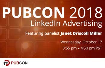 MarketingMojo's tweet photo. What happens in Vegas, stays in Vegas - unless you're going to @Pubcon to see @janetdmiller on the LinkedIn Advertising panel. Then you should take those tips home with you and act on them. https://t.co/ARqag25KPA