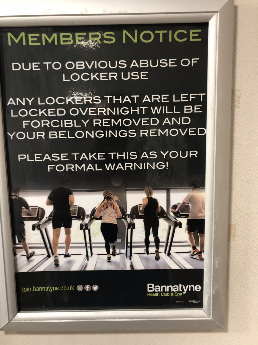 GoughJames's tweet photo. @Bannatyne Trip to Leicester “health club and spa” not what you’d expect. Welcoming notices and half the gym equipment out of order. No air con..... nightly removal of lockers 🤷‍♂️ https://t.co/xtoN9VGTtX
