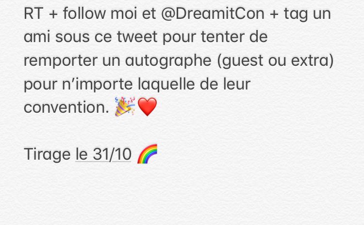 ConventionsS's tweet photo. Petite surprise pour le début de notre compte @DreamitCon nous as fait confiance pour vous faire gagner quelque chose ... 🙄🎉

J’espère que ce concours va vous plaire, les infos sont sur sur la première photo 🙏

_____

Tirage le 31/10 🌈 https://t.co/i9E4yfNZKO