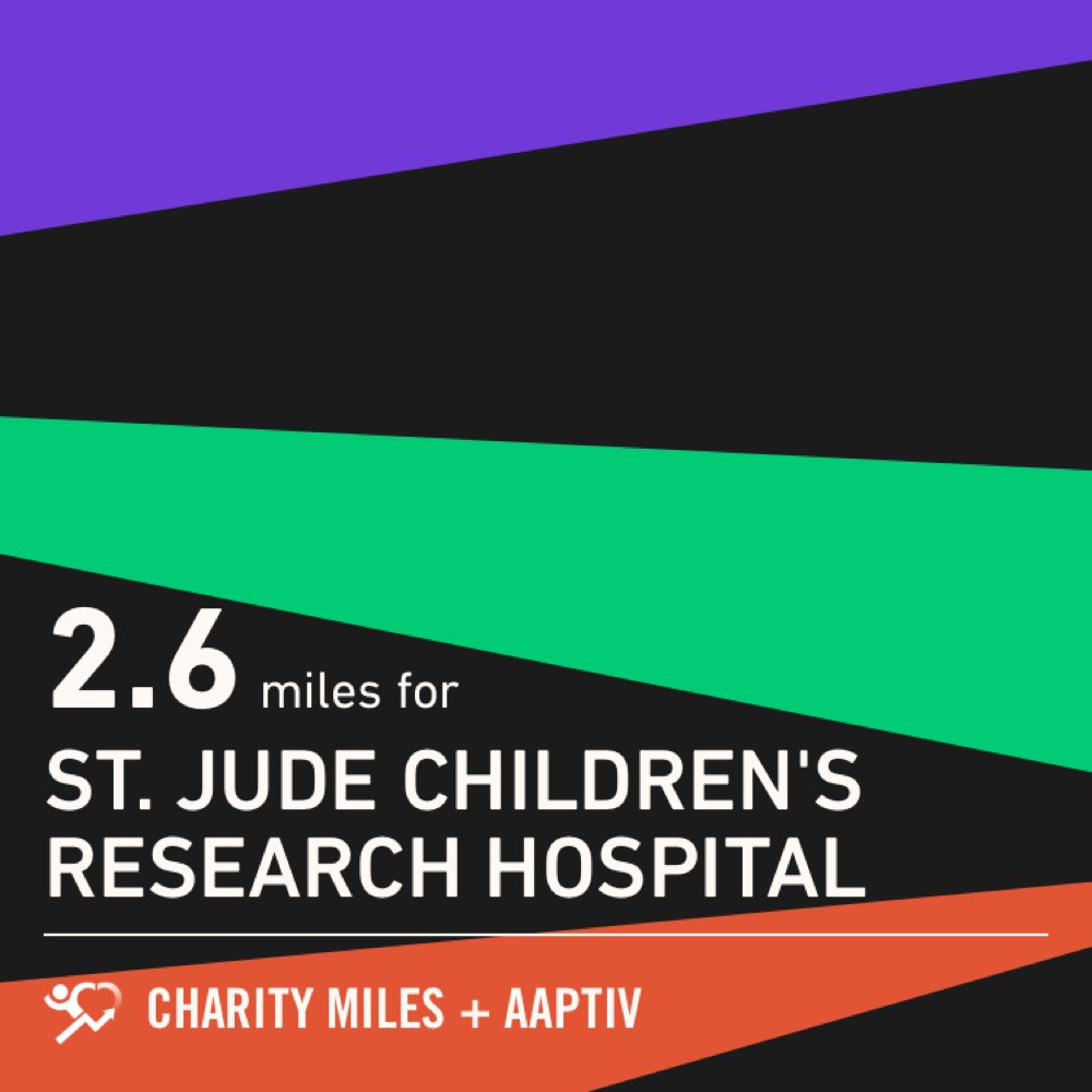 glady5_'s tweet photo. 2.6 @CharityMiles for @StJude. Thx @Aaptiv for sponsoring me! #Aaptiv5KYourWay. https://t.co/bKdJYB7Kr5