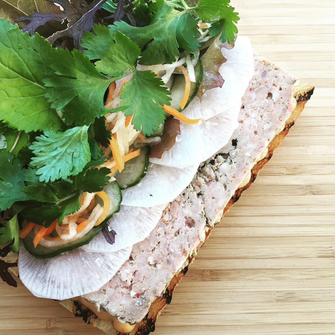 Banh Mis are back! Come and get’em while they last! Organic Pork and Chicken Liver Terrine, <a href="/topsoileatlocal/">Chris Hildreth</a> Greens, House Pickles and Fresh Cilantro on a grilled <a href="/PortofinoBakery/">Portofino Bakery</a> Baguette! Quick, easy and made just for you! Call ahead or eat in. Open until 7pm! #yyj #yyjfood