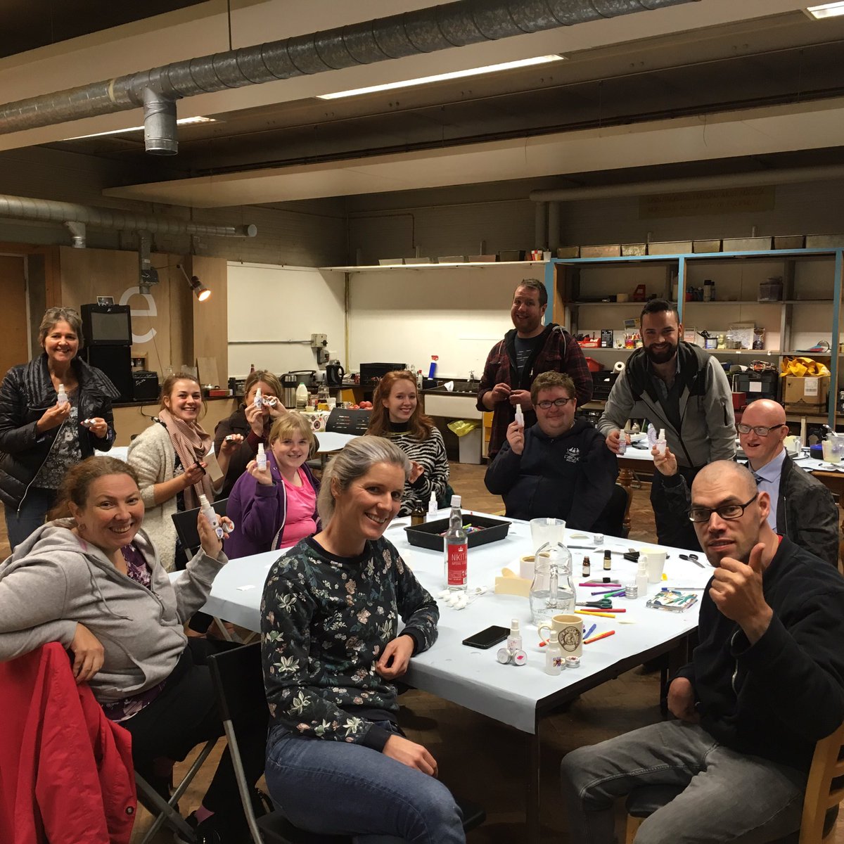 Happy faces after tonight’s first #healthandwellbeing programme.. an easy start with making honey + beeswax lipbalm & sleep sprays for our self care routines. @VaultArtistsNI @publichealthni