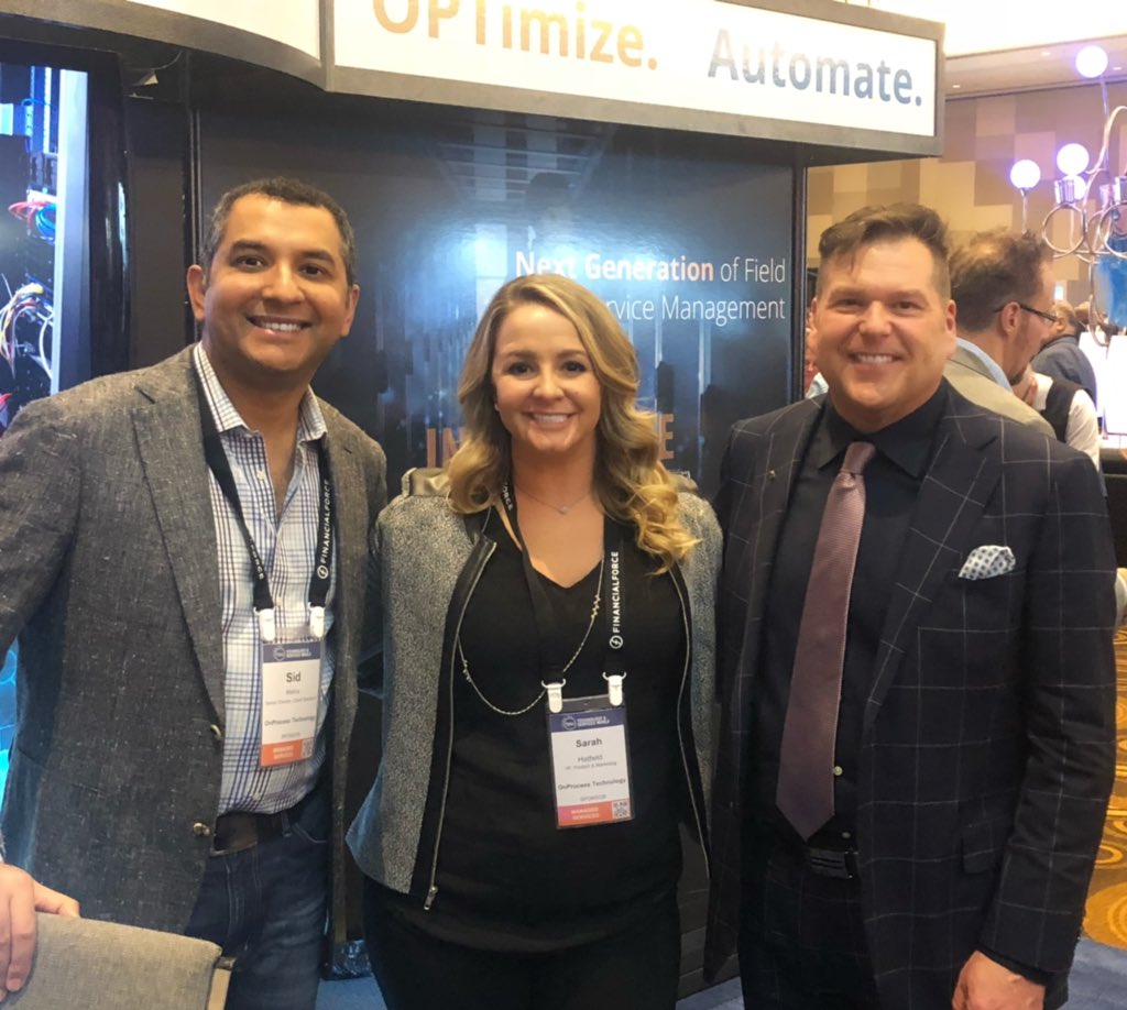 OnProcess's tweet photo. #OnProcess VP of Product &amp; Marketing @SarahMHatfield and Sr Director of Solutions Sid Mehra with @TSIACommunity Distinguished Researcher and VP @john_ragsdale at #TSW18 #TSW18OnProcess #IntelliForce #OPTimize https://t.co/bpMZUSXAX9