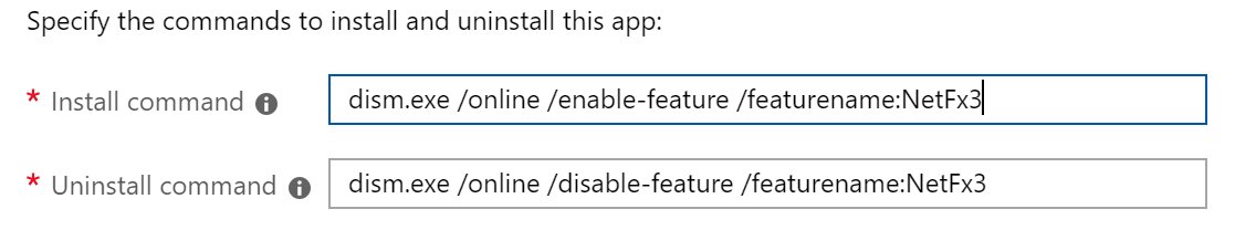ohelge55's tweet photo. Adding .NET Framework 3.5 to #Windows10 using #MSIntune and #Win32Apps works great 👍 https://t.co/WErcWCqryp