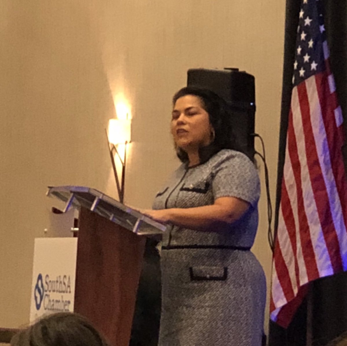 AldreteEddie's tweet photo. .@VoteViagran at the @southsachamber #StateofD3 “Successes don’t happen by accident they happen when communities come together and take control of their own destinies. https://t.co/g5S2jGCs5Z