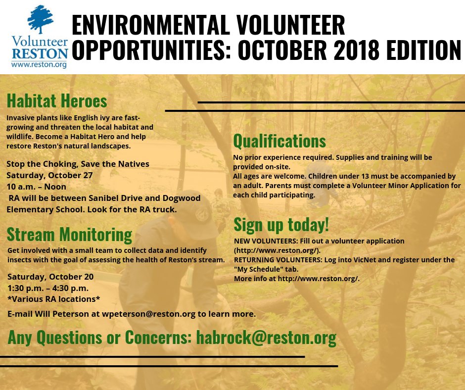 VolunteerReston's tweet photo. Don't be afraid to volunteer this Halloween season! #EnjoyReston #Reston #Volunteer Learn more at https://t.co/F7XV18Mvdv @RestonOnline @restonnature https://t.co/Za06DzbsSN
