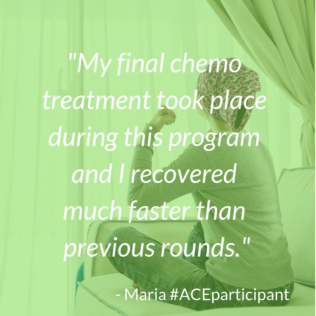 abletothrive's tweet photo. Maria #ACEparticipant "My final chemo treatment took place during this program and I recovered much faster than previous rounds." Maria's experience with the Alberta Cancer Exercise (ACE) program is the result of an evidence-based program. Learn more: https://t.co/9Co6uL0mLO #ace https://t.co/DbHkATffdv