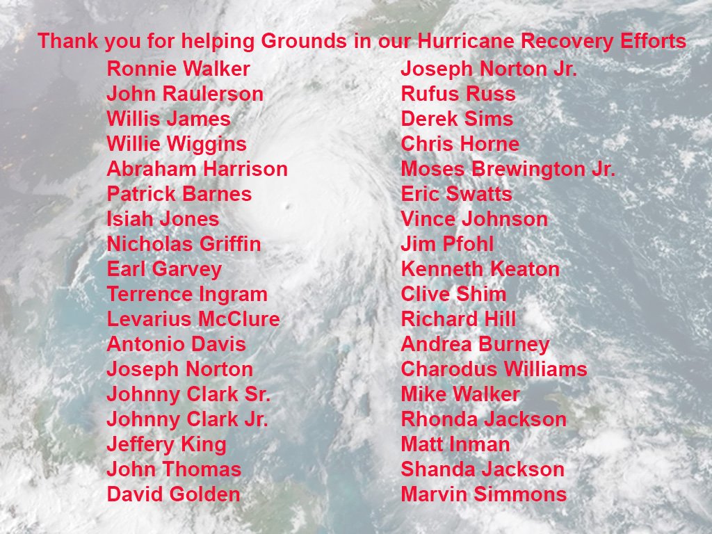 AndFsu's tweet photo. A special note of thanks to those who helped Grounds and Landscaping recovery efforts following Hurricane Michael. https://t.co/r8Tmcknviy